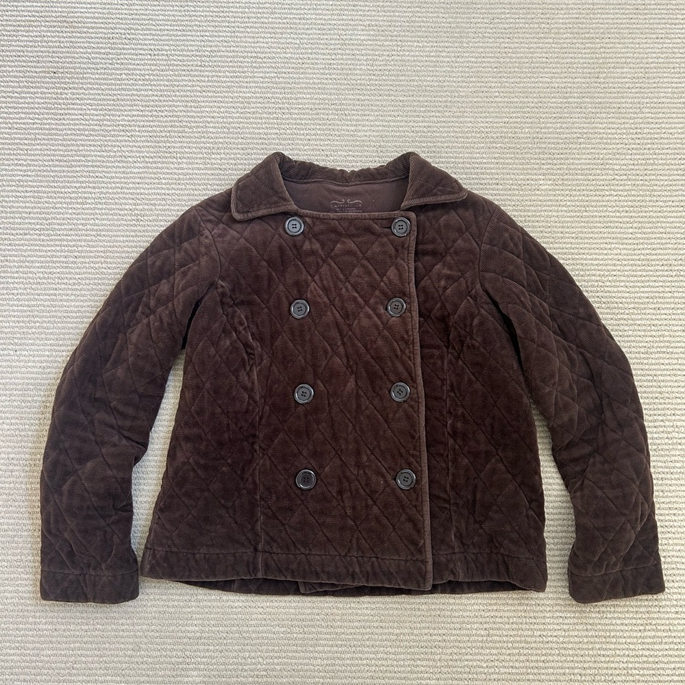 Charter Club Quilted Dark Brown Peacoat